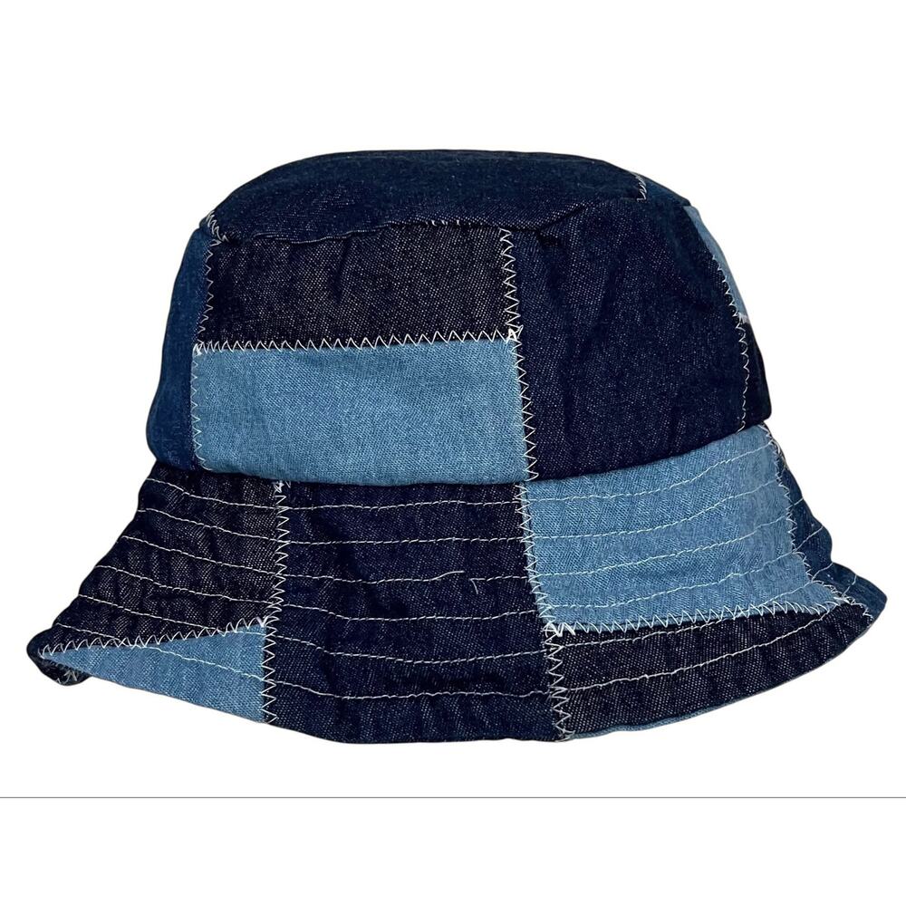 Vintage Y2K Denim Bucket Hat Patchwork Handmade Festival Indie Mens Womens